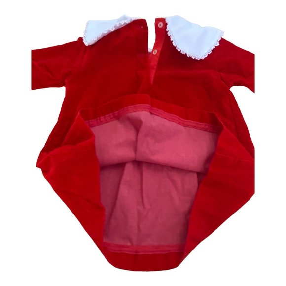 Vintage Girls Montgomery Ward Lace Bib Collar Red Velvet Holiday Dress 2/3T - Picture 11 of 14